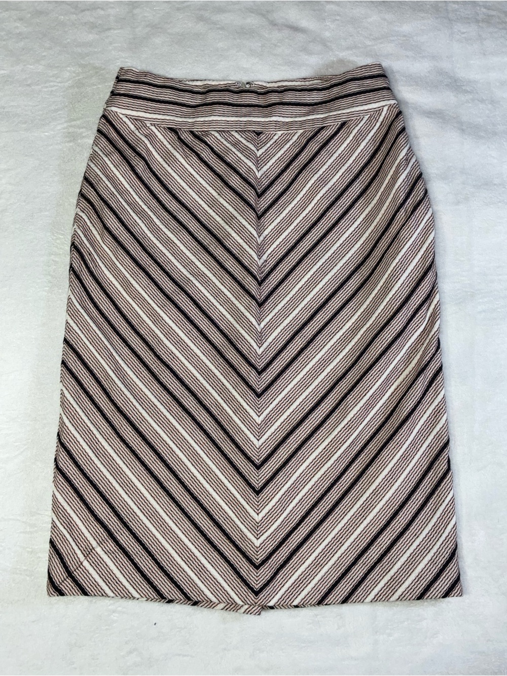 Downeast Striped Chevron Pencil Skirt - White / Black /Rust